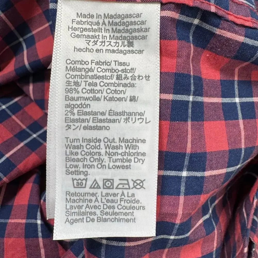 NWT J. Crew Men's Blue Pink Plaid Casual Long Sleeve Button Up Shirt Size XXL